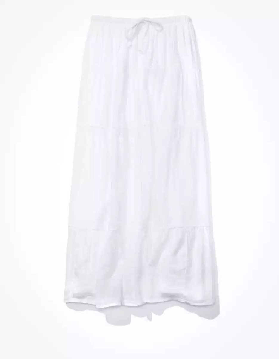 Jupes American Eagle AE Tiered Midi Blanche Femme | MEX-69747453